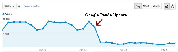 Així es veu una penalització de Google en les estadístiques d'una pàgina web