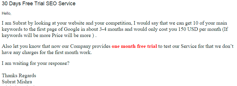 Em promet ser número 1a Google per 10 paraules clau, en 3-4 mesos per 150$! Oh,i el primer mes GRATIS!!!